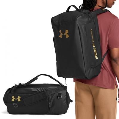 Under Armour 旅行包 Contain Duo MD 後背 肩背 黑 金 防潑水 15吋筆電包 多夾層 UA 1381919001