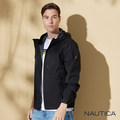 NAUTICA男裝 率性防水連帽外套-黑