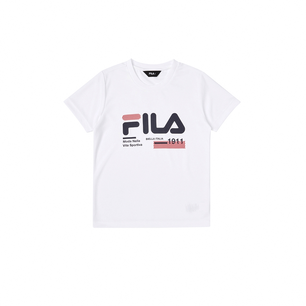 FILA KIDS 童短袖圓領上衣-白色 1TEY-4906-WT