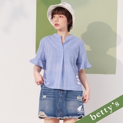 betty’s貝蒂思　帆船牛仔刷破不對稱短裙(深藍)