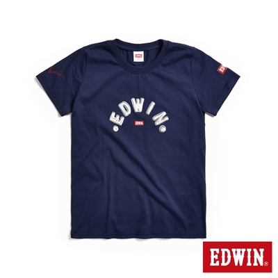 EDWIN 紅標 金屬字LOGO短袖T恤-女-丈青色