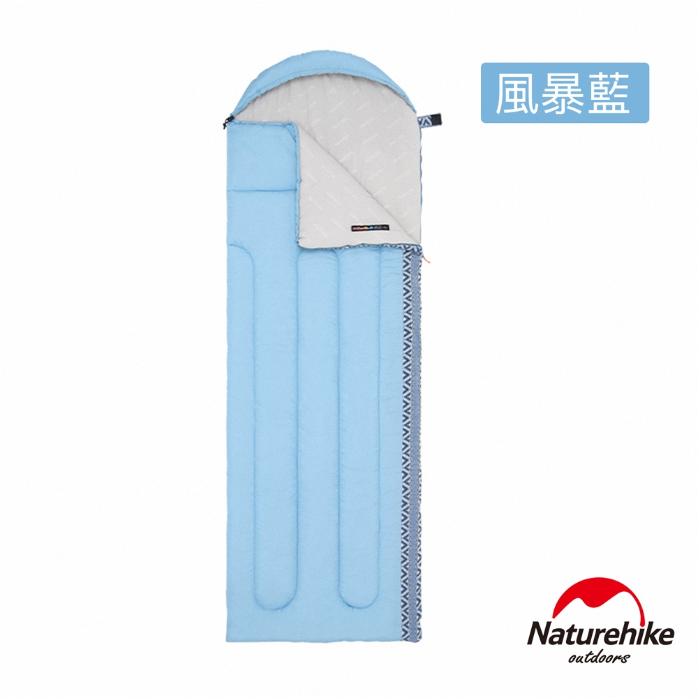 Naturehike L250圖騰可機洗帶帽睡袋 風暴藍 MSD07-急