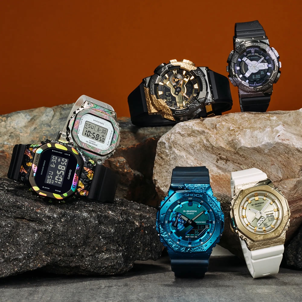 CASIO卡西歐G-SHOCK 40週年限定探險家之石系列黑金方解石金屬錶殼人氣