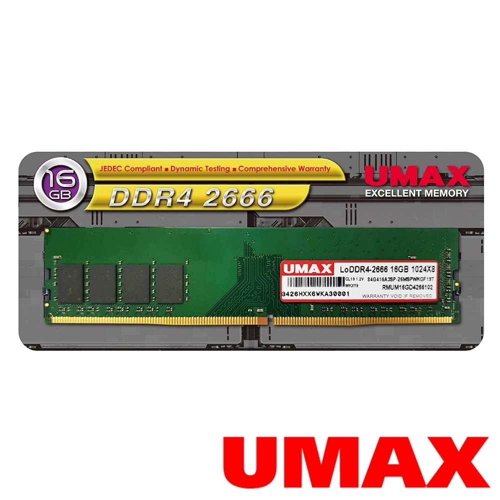 UMAX DDR4 2666 16GB 1024X8 桌上型記憶體