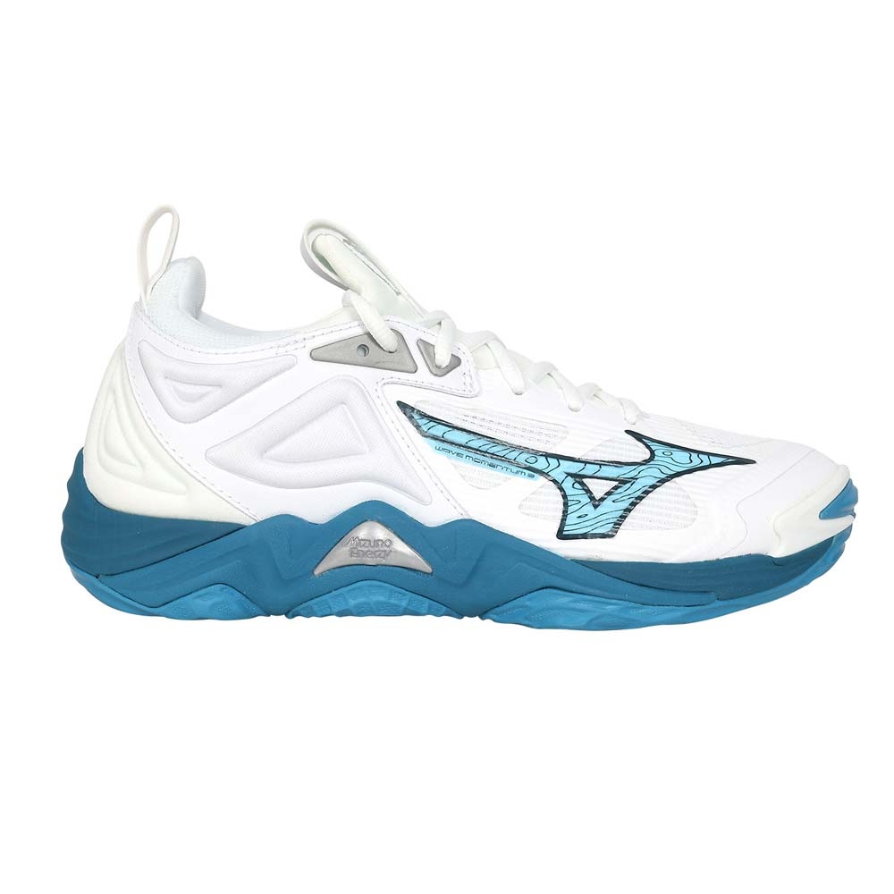MIZUNO WAVE MOMENTUM 3 女排球鞋-訓練 運動 美津濃 V1GA231221 白水藍湖藍