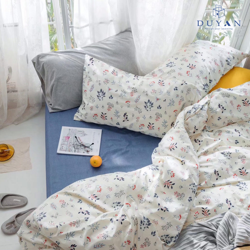 【DUYAN 竹漾】精梳純棉雙人床包被套四件組 / 夏夜輕果 台灣製