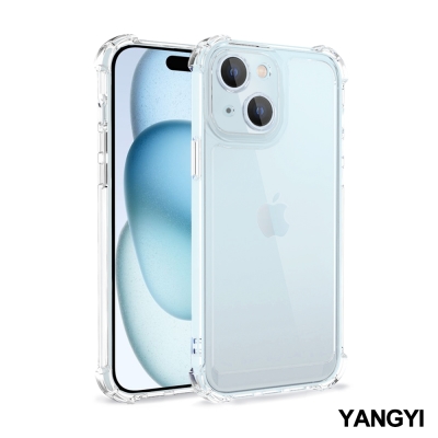 YANGYI揚邑 iPhone 15 系列 加厚雙料精孔電鍍金屬按鍵四角氣囊防摔二代手機殼