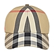 Burberry刺繡英文白字LOGO帽沿格紋設計棉質棒球帽(典藏米) product thumbnail 1