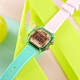 I AM 電子液晶 繽紛色彩 錶帶自由搭配 矽膠手錶-粉x透明綠x粉 33mm product thumbnail 1
