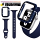 For Apple Watch Series SE/6/5/4 (40mm) 全包覆9H鋼化玻璃貼+錶殼+矽膠錶帶-夜藍 product thumbnail 1