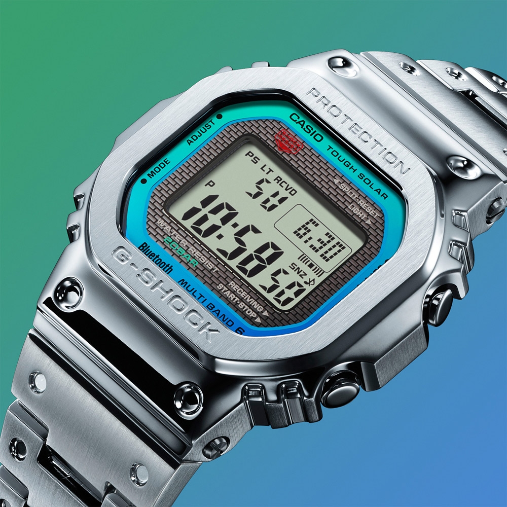 CASIO 卡西歐G-SHOCK 全金屬彩虹光譜太陽能電波手錶-百搭黑GMW-B5000PC