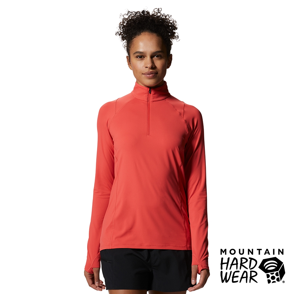 【Mountain Hardwear】Crater Lake 1/2 Zip 立領半拉鍊長袖排汗衣 女款 能量粉 #1982641