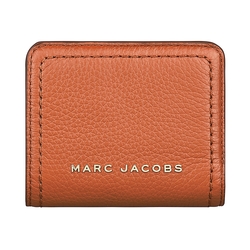 MARC JACOBS GROOVE金字LOGO荔枝紋牛皮4卡扣式短夾(橘)