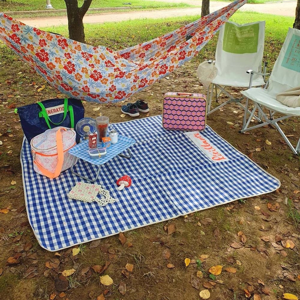 Baby童衣 簡約藍白格子野餐墊 露營地墊 兒童居家遊戲墊 89040