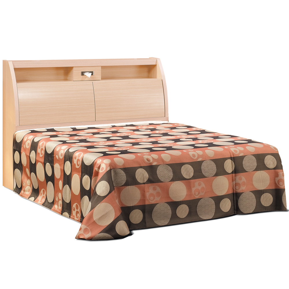 凱曼  蓋列特白橡5尺收納雙人床組(床頭箱+床底)-2件式