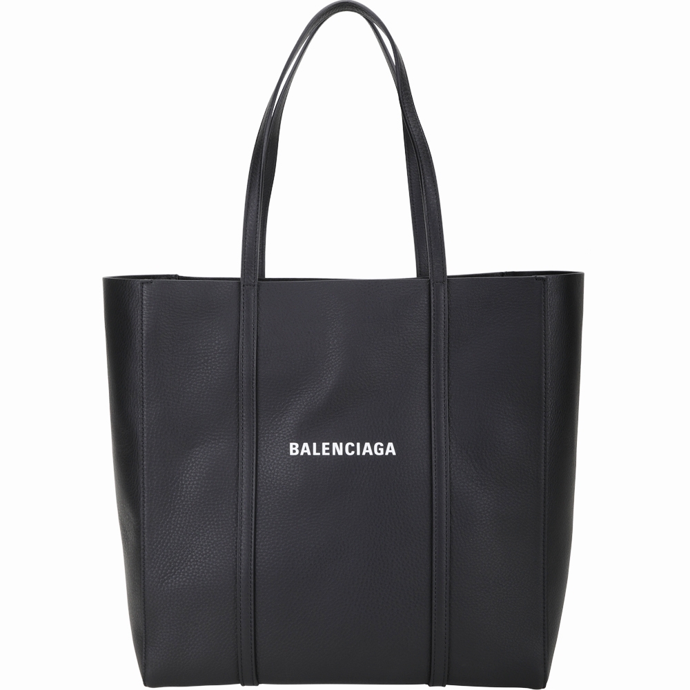 BALENCIAGA Everyday 品牌字母小牛皮手提肩背托特包(黑色)