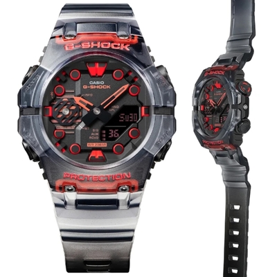 CASIO卡西歐 G-SHOCK 全新錶殼 智慧藍芽 碳纖維核心防護雙顯錶-GA-B001G-1A 黑紅 半透明