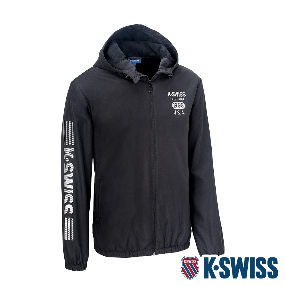 K-SWISS Solid Windbreaker 2刷毛風衣外套-男-黑