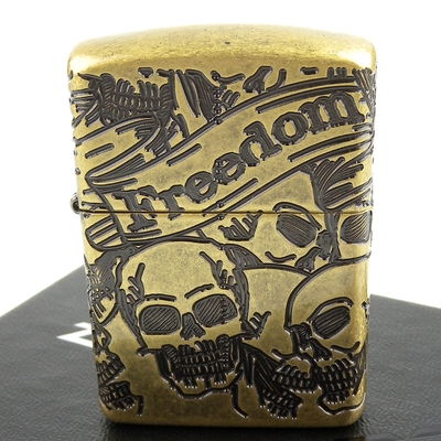 ZIPPO 美系~Freedom Skull-緞帶骷髏圖案設計(ARMOR裝甲)NO.49035