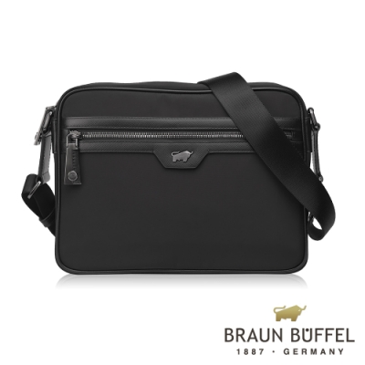 BRAUN BUFFEL 德國小金牛 -哈里森系列輕量橫式斜背包-黑色