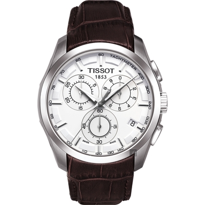 TISSOT 天梭 官方授權 Couturier 建構師系列計時腕錶 送禮首選-白/41mm T0356171603100