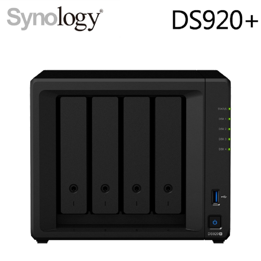 Synology 群暉科技 DS920+ NAS 含 紅標 4TB 4顆 +500G SSD 2條