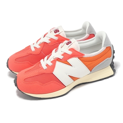 New Balance 休閒鞋 327 Wide 中童 寬楦 橘 白 麂皮 尼龍 復古 小朋友 運動鞋 NB PH327RF-W