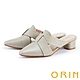 ORIN 簍空皮革尖頭穆勒中跟鞋 灰色 product thumbnail 1