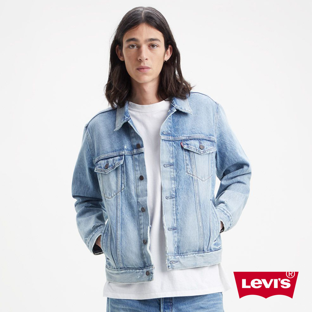 Levis 男款 牛仔外套 / Type3經典修身版型 / 精工輕藍染破壞工藝