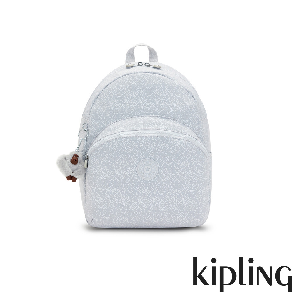 Kipling 冰晶霧灰印花前袋簡約後背包-CHANTRIA M