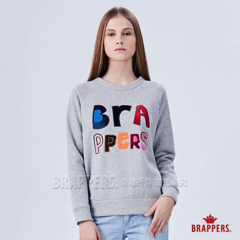 BRAPPERS 女款 童趣繽紛字母長袖T恤-灰