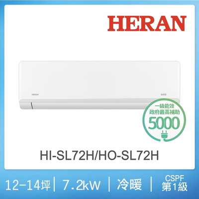 【HERAN/禾聯】12-14坪高效沼氣防護2.0尊榮型 冷暖分離式空調(HI-SL72H/HO-SL72H)