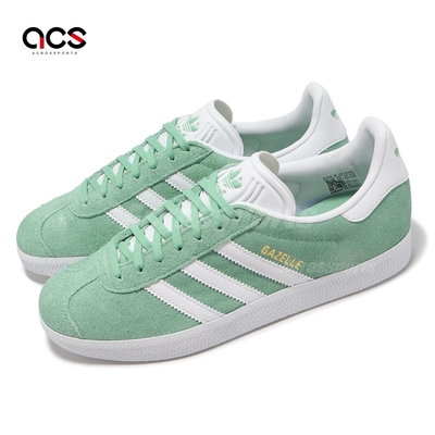 adidas 休閒鞋 Gazelle W 女鞋 綠 白 麂皮 三條文 復古 愛迪達 HQ4410