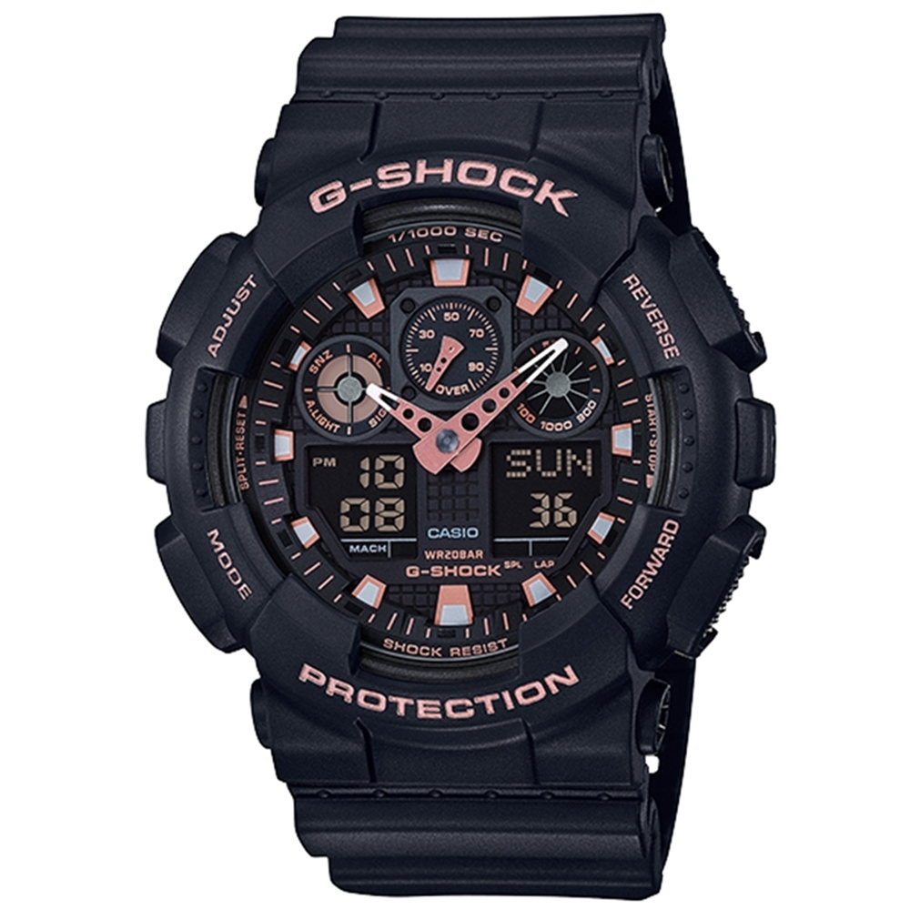 CASIO 卡西歐  G-SHOCK系列 街頭時尚雙顯電子錶-黑x紅/55.0mm