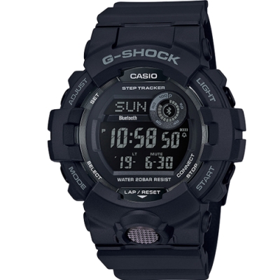 G-SHOCK 百搭玩色風格運動計步藍芽錶(GBD-800-1B)極黑/54.1mm