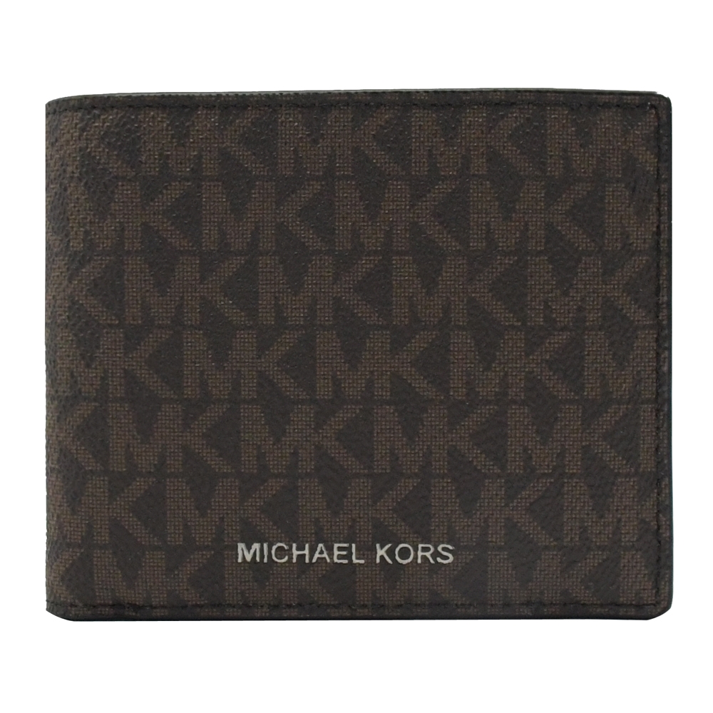 MICHAEL KORS COOPER 經典PVC對開零錢短夾(深咖)