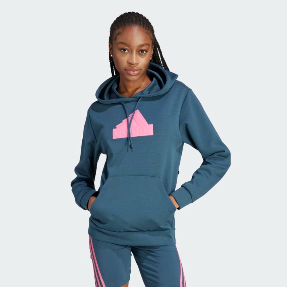 adidas 上衣 女款 長袖上衣 帽T 運動 W FI BOS HOODIE 藍 IM4876