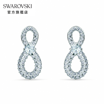 SWAROVSKI 施華洛世奇 Infinity Mini 白金色無限璀璨穿孔耳環