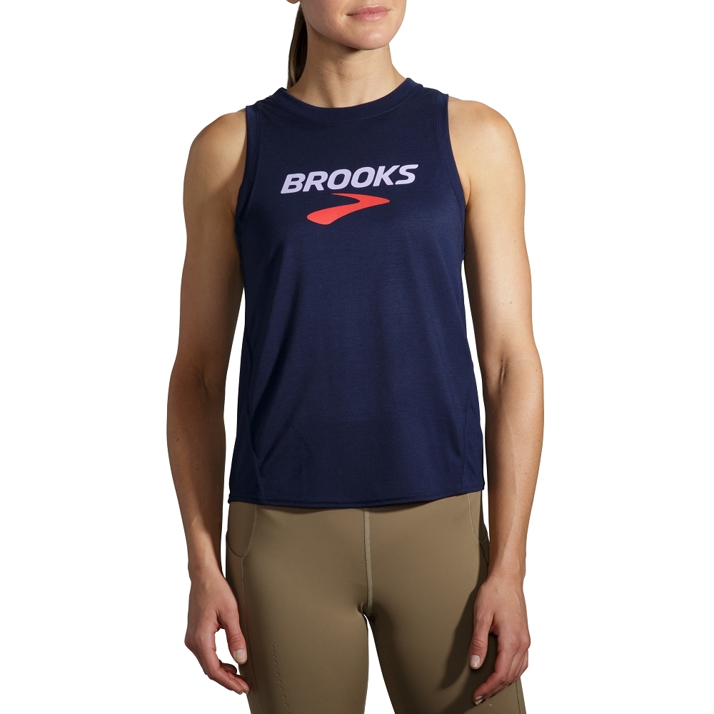 BROOKS 女 Distance 距離塗鴉背心_海軍藍(221542464)