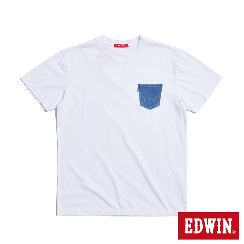 EDWIN 人氣復刻款 印花貼口袋短袖T恤-男-白色
