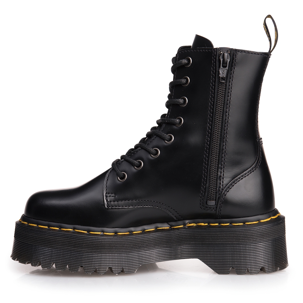 Dr.Martens JADON-8孔側拉鍊厚底亮皮馬汀馬丁靴-黑15265001 | 靴子