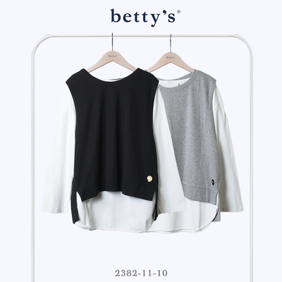 betty’s貝蒂思 兩件式後開衩綁帶長袖T-shirt(共二色)