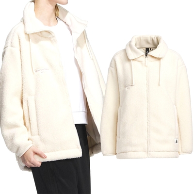 Adidas Lounge BOA 女款 白色 休閒 抓絨 寬鬆 口袋 冬季 外套 IP7059