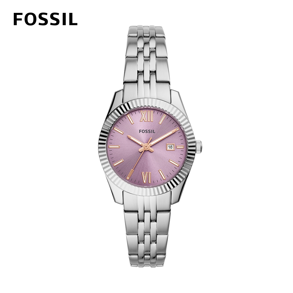 FOSSIL Scarlette Micro 撞色石英女錶 銀色不鏽鋼錶帶 28MM ES5105