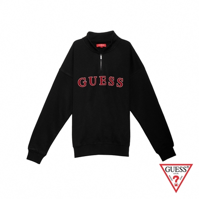 GUESS-男裝-造型提案拉鍊POLO衫-黑 原價3690