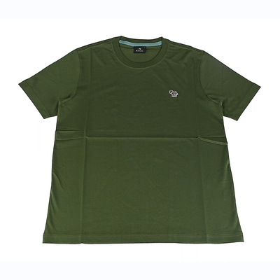 PAUL SMITH簽名布標LOGO有機棉刺繡彩斑馬圖設計圓領短袖T恤(男款/綠)