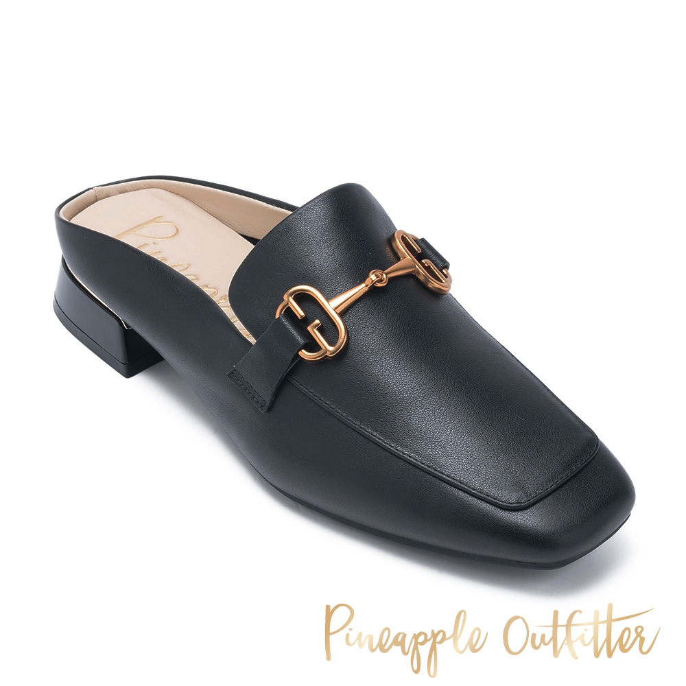 Pineapple-Outfitter-HAFIZ 羊皮馬銜釦低跟穆勒拖鞋-黑色