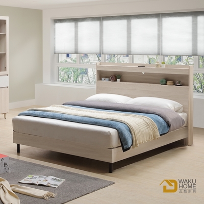 WAKUHOME 瓦酷家具Mitte暖調木質床架型5尺雙人床組(床頭箱+床底)-寬155*深200*高112cm