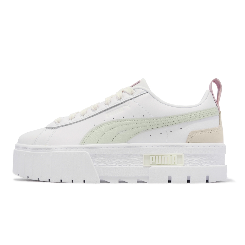 Puma 休閒鞋Mayze Luxe Wns 女鞋白淺綠嫩粉色基本款經典厚底增高