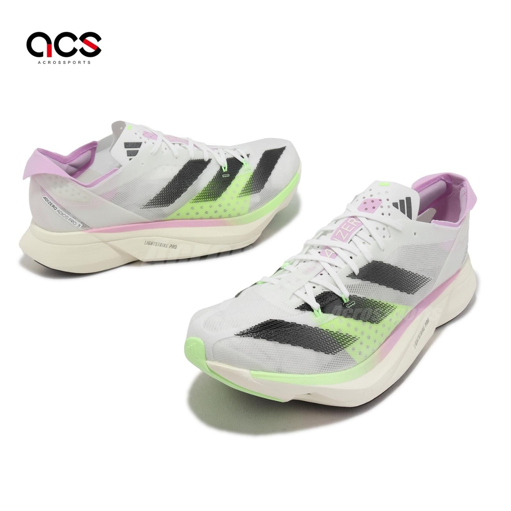 adidas 競速跑鞋Adizero Adios Pro 3 M 男鞋白黑粉紅緩震厚底運動鞋愛